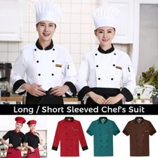 Restaurant Chef Jacket Short Long Sleeves W/pen Pockets Press Studs Unisex Tops