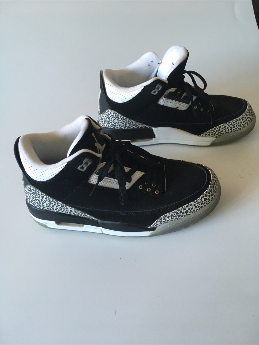 2021 NIKE AIR JORDAN 3 Off Noir SZ 8 CT8532 LEATHER SNEAKERS