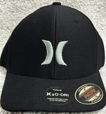 L/XL Hurley Hat Men's H2O-DRI Pismo Perforated Mesh Flex Fit Hat Cap Black /Teal