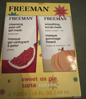 Freeman Face Mask Duo Set 2 Tubes 1.5oz ea -Sweet as Pie Pomegranate/pumpkin New