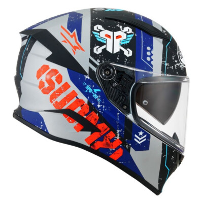 Suomy Speedstar TACTIC Vollvisier Helm Moto Fiberglas MATT SILVER RED XXL