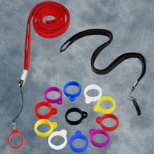 2 Anti-Lost Necklace Lanyard with 12 Pieces Anti-Lost Silicone Rubber Ring Pen