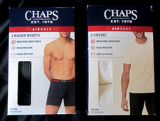 CHAPS AIREASE LOT OF 2 BOXES: 3 CREWS, 3 BOXER BRIEFS--SIZE SMALL--BRAND NEW