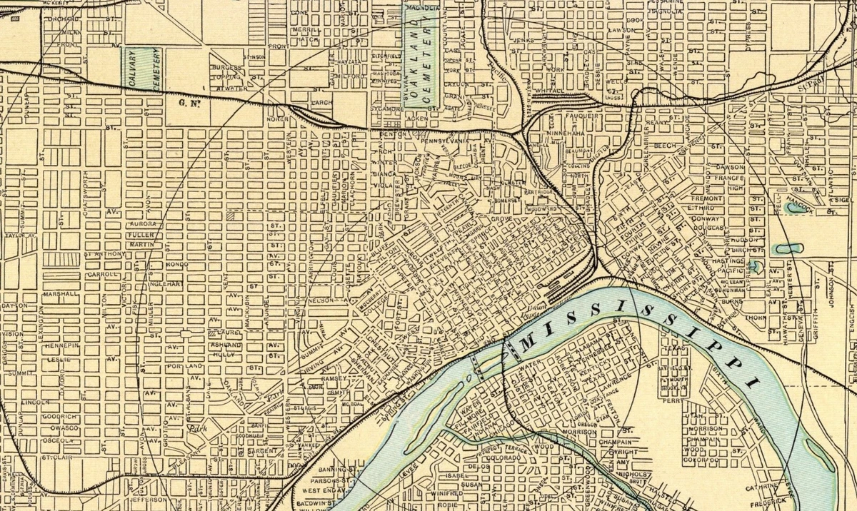 1894 Antique ST PAUL Street Map George Cram Vintage Map of St Paul