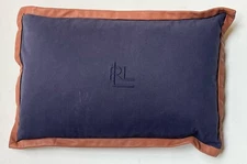 Rare! NEW Ralph Lauren DECORATIVE DOWN PILLOW Driver NAVY Blue Saddle TRIM $135