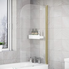 Nes Home Brushed Brass 800mm Frameless Curved Pivot Bath Shower Screen Door