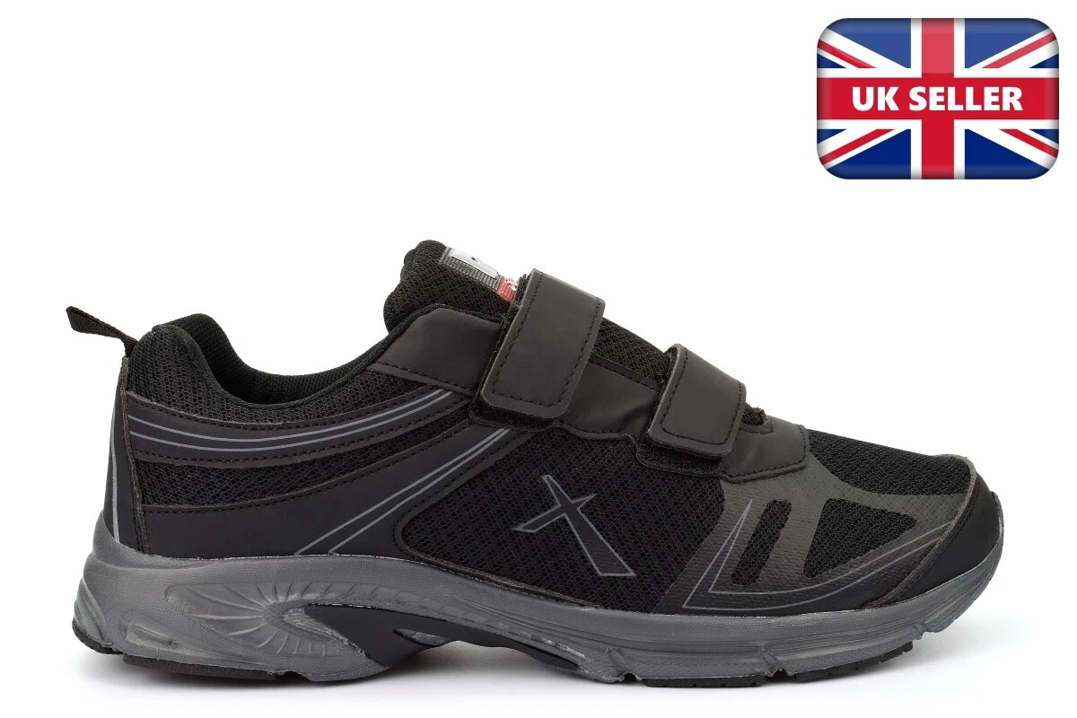 Mens Lightweight Trainers Mens Memory Foam Trainers Touch Fastening Shoes Black
