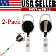 2PCS Retractable Key Chain Reel Holder Steel Belt Clip Heavy Duty Split Tool