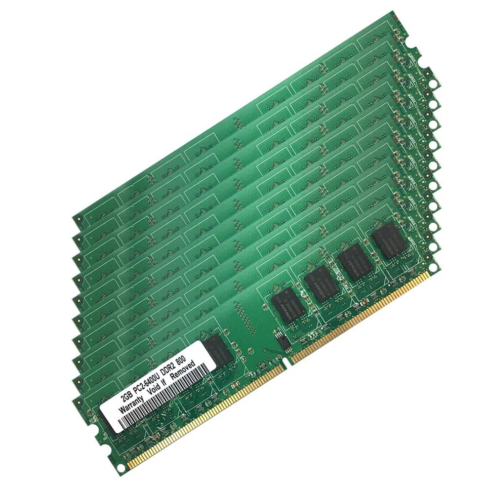 20GB 10x 2GB 1GB DDR2 PC2-6400U 800MHz 240Pin Desktop RAM Green DIMM Memory LOT - Image 2 of 4