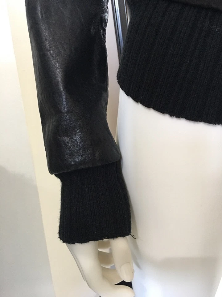 AQUA XS Black Leather Jacket With Removable Hood - Image 3 of 4