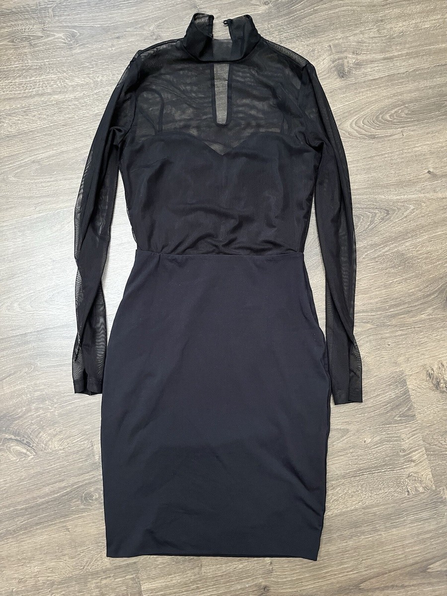 kookai black long sleeve dress Kookai womens dress size 34 aus 6 shift black long sleeve round neck zip 047798