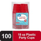 Great Value Everyday Disposable Plastic Party Cups, Red, 18 oz, 100 Count