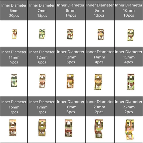 115X Hose Spring Clamps 6-22mm Fastener Fuel Water Line Pipe Air Tube Clips Kit - Picture 3 of 16