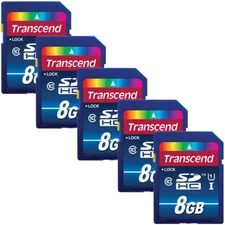 Transcend 8 GB High Speed 10 UHS Flash Memory Card - Pack of 5 ~ Top Value Kit!
