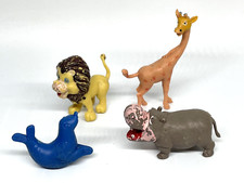 Vintage Plastic Miniature Zoo Wild Animals Figures Hong Kong LOT of 4 Boy Lion