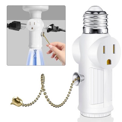 E26 Light Socket to 3 Prong Outlet Adapter,Equipped with Bulb Control Switch