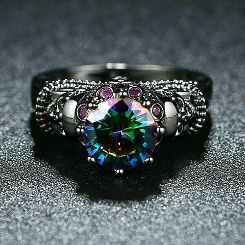 925 Silver Ring Jewelry Mystic Topaz Women Wedding Engagement Rings Size 6-10 - Picture 12 of 57