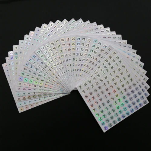 Round Reflective Laser Nail Polish Number Sticker Digital Label Lipstick Tags - Picture 1 of 42