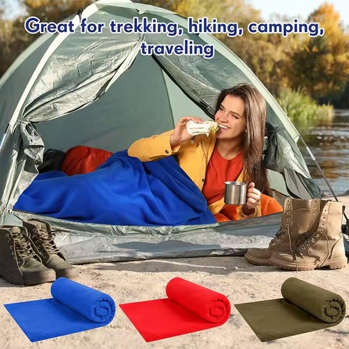 Polar Fleece Sleeping Bag Liner Single Sleeping Bag Zippered Lightweight Camping - Picture 17 of 26