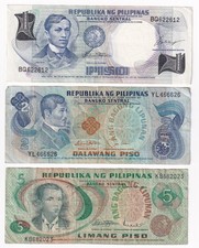 Philippines 3 Banknotes 1969-1970 see scan for condition #14