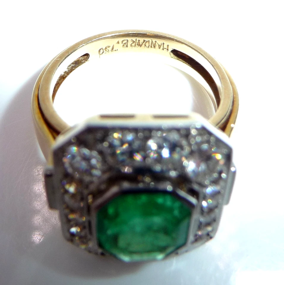 Ring 750 Gold  1.80 ct Brillanten 2.00 ct. Smaragd Gr 52 Exquisite Edelsteine - Bild 3 von 4