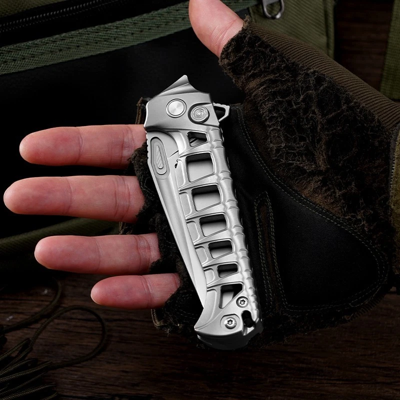 Cuchillo de colección plegable hoja M390 mango titanio KLAKEN B09 SKALDR Foto 2 de 4