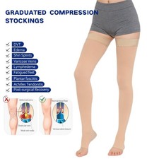 Compression Stockings Thigh High for Women Men 20-30 mmHg Graduated Compression