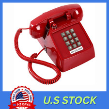 Traditional Red Landline Phone, Retro Corded Telephone Visible Ringing Indicator
