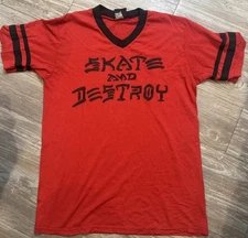 THRASHER S&D RINGER SS TSHIRT RED/BLK Size Tag Unreadable Large?