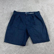 Vintage Ralph Lauren Shorts Mens 36 Blue Pleated Office Career Casual 8.5 In