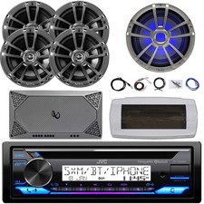 JVC 1-DIN Boat CD Receiver, 4x 6.5" Speakers, 10" Subwoofer, 4-Channel Amplifier