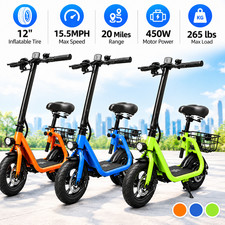 450W Electric Scooter for Adults 20 Mile Range Foldable with Seat Basket NEW