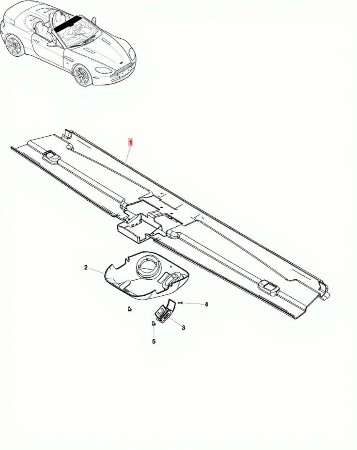 06-16 ASTON MARTIN V8 VANTAGE FRONT ROOF OVERHEAD HEADER TRIM COVER PANEL OEM  
