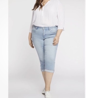 NEW NYDJ Women's Jeans 22 W Marilyn Straight Crop Cuff Hollander Cool Embrace