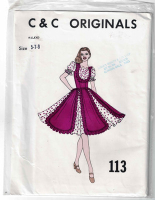 Square Dance Dress Pattern C & C Originals 113 Size 5 7 9 Uncut 1970's VTG