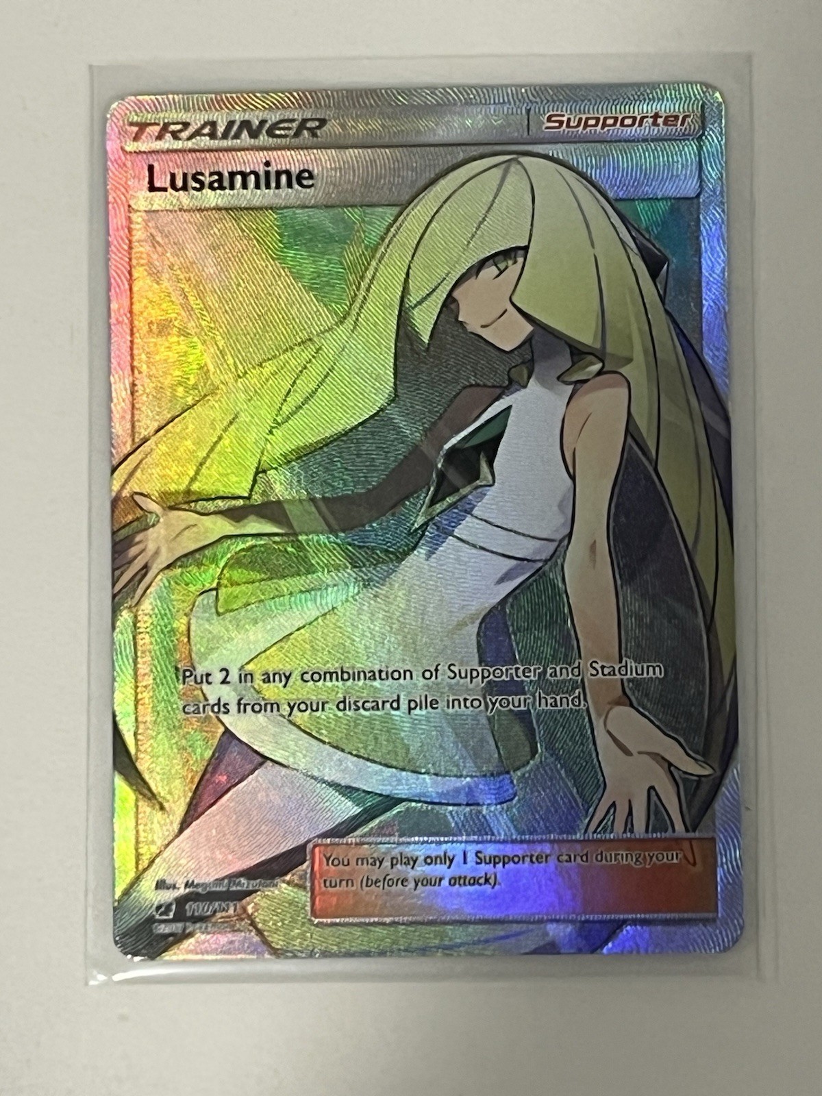 LUSAMINE SUN & MOON CRIMSON INVASION 110/111 FULL ART LP HOLO POKÉMON TCG