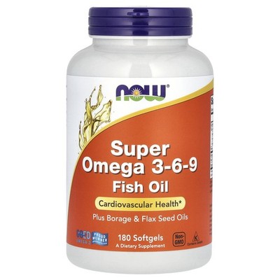 Now Foods Super Omega 3-6-9 1200 mg 180 Softgels GMP Quality Assured, Kosher