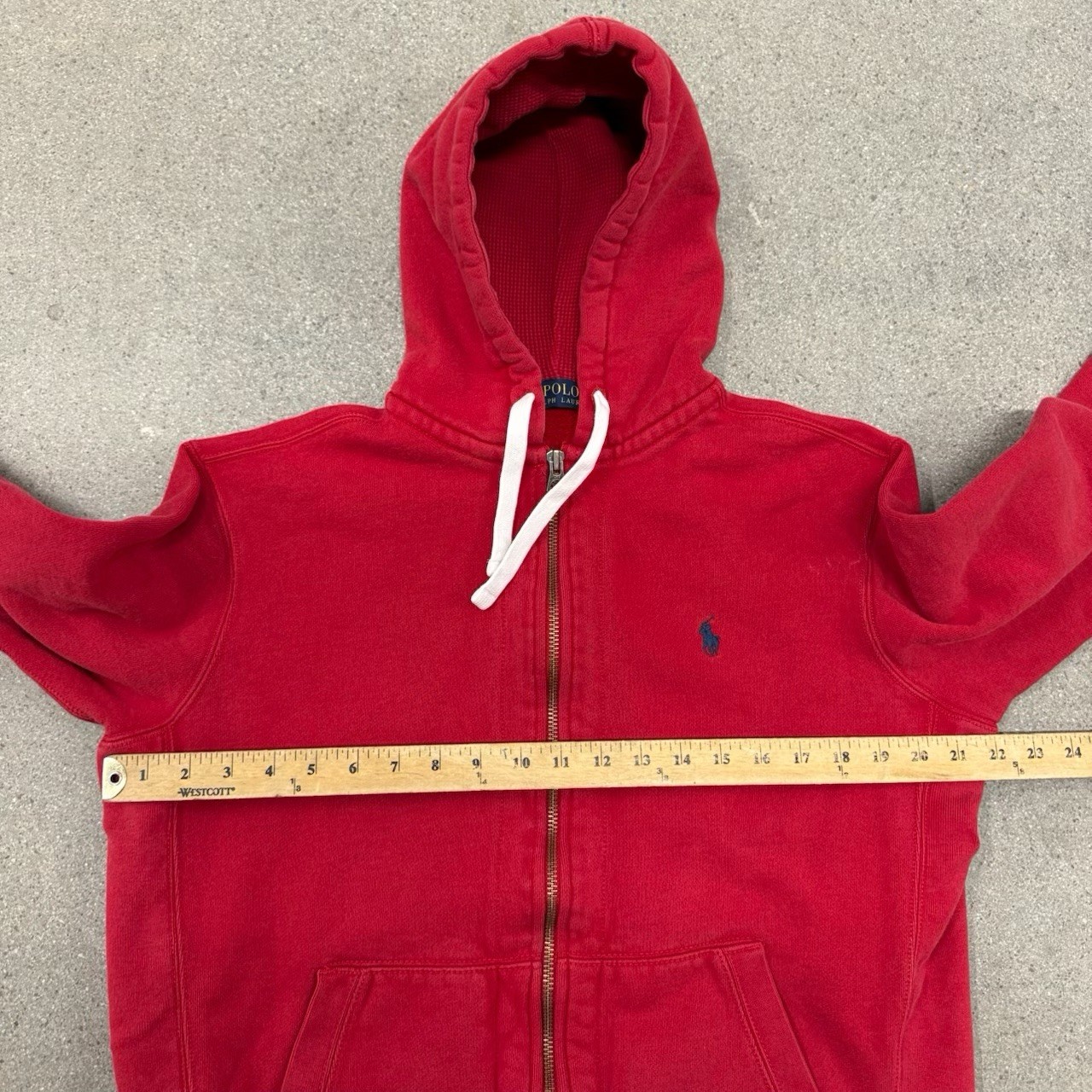 Polo Ralph Lauren Felpa con Cappuccio Uomo L Rossa Linea Termica Full Zip Felpa Pony