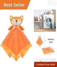 Eco-Friendly Orange Fox Security Blanket Soft Plush Lovey for Babies, 16 Inch
