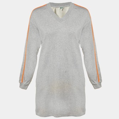 Sweatshirt-Kleid Kenzo grau Baumwolle Jersey VNeck XS