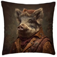 Kissen + Füllung 45x45cm Wildschwein, Dekokissen Jagdmotiv, Wildsau, Couchkissen