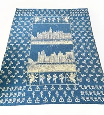 Vintage Trefriw Welsh Woollen Blanket Tapestry Reversible Wool Caernarvon Quilt