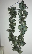 Eucalyptus Boxwood Faux Garland Greenery 6ft Wild Ivory Brown Vine Green