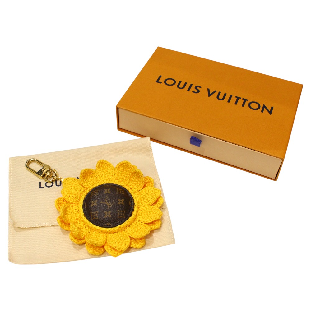 LOUIS VUITTON Bag Charm Sunflower Crochet Back Charm Monogram