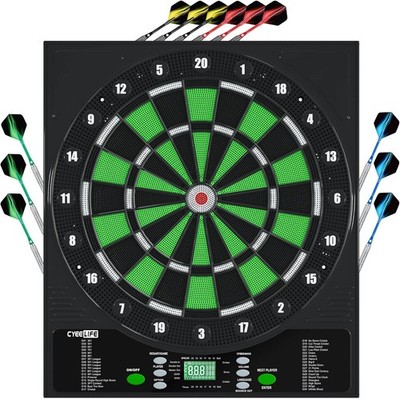Cyeelife Dartscheibe Elektronisch mit Deutsche Stimmeb&LCD-Bildschirm Inklusive
