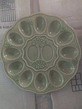 vintage light green deviled egg platter