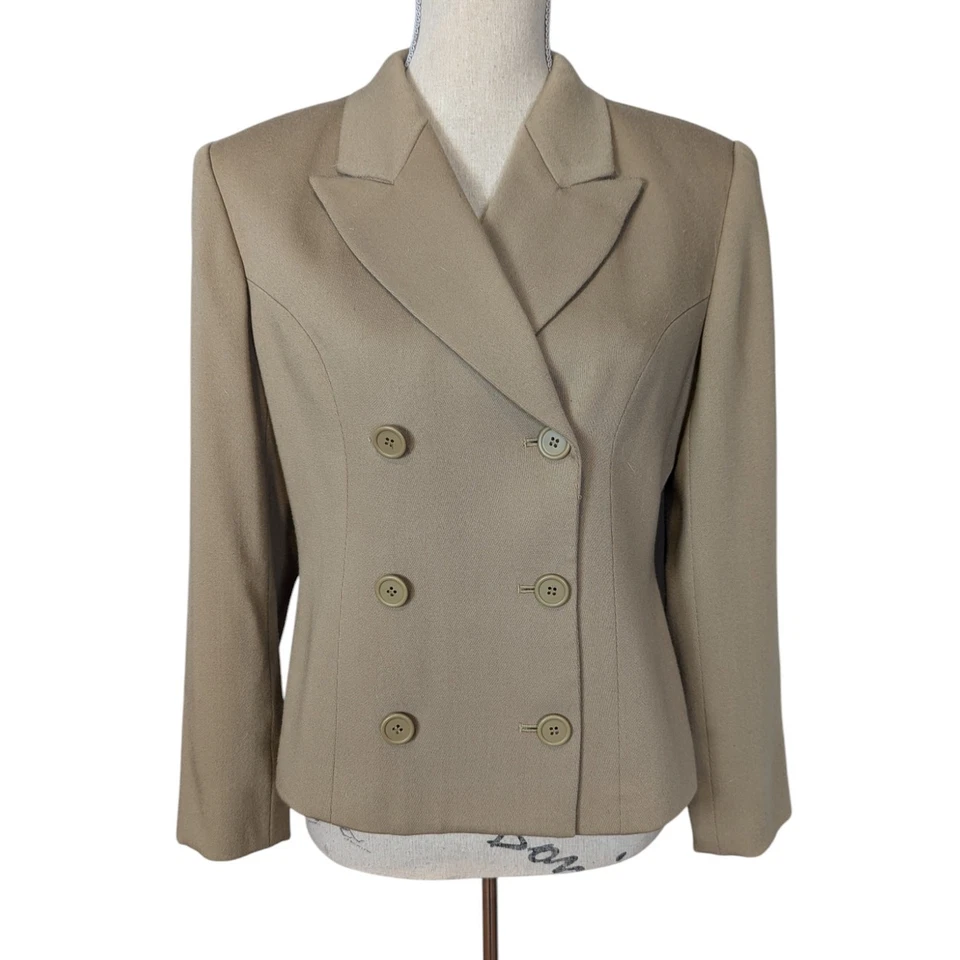 Traje Pantalón Traje Vintage Años 90 INC International Concepts Lana Doble Pecho Tostado Talla 8 Foto 2 de 4