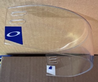 Oakley 2.75" Small Straight NHL Pro Stock Blue Sticker Hockey Helmet Visor Clear