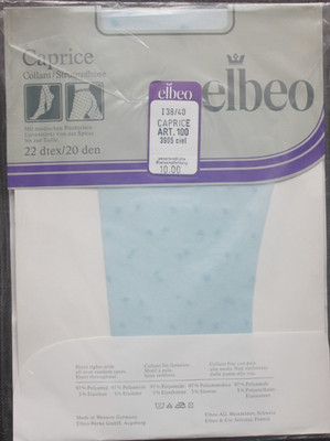 Vintage ELBEO Caprice Feinstrumpfhose Gr. 38-40 Ciel Pünktchen 20 den Neu OVP