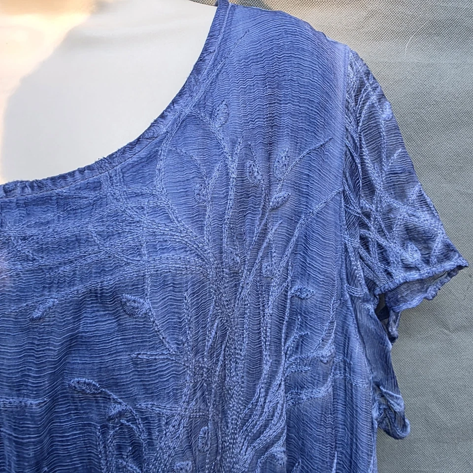 Vestido Soft Surroundings Seda Lagenlook Talla 2X Manga Corta Cuello Redondo Foto 4 de 4